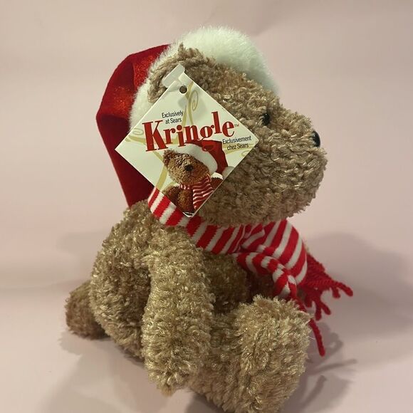 Sears Christmas Bear KRINGLE 2000 Exclusive 8" tall Plush & Beans NWT EUC teddy - Picture 2 of 8